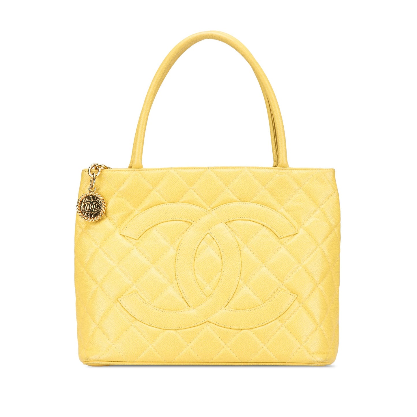 Yellow Chanel Caviar Medallion Tote