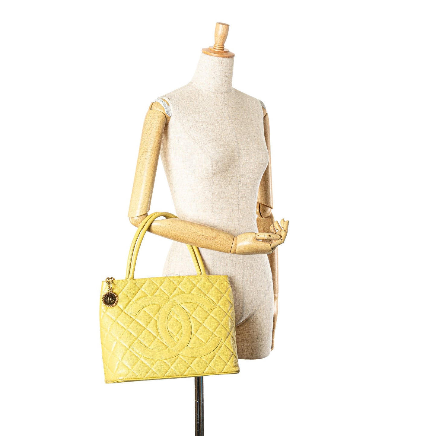 Yellow Chanel Caviar Medallion Tote