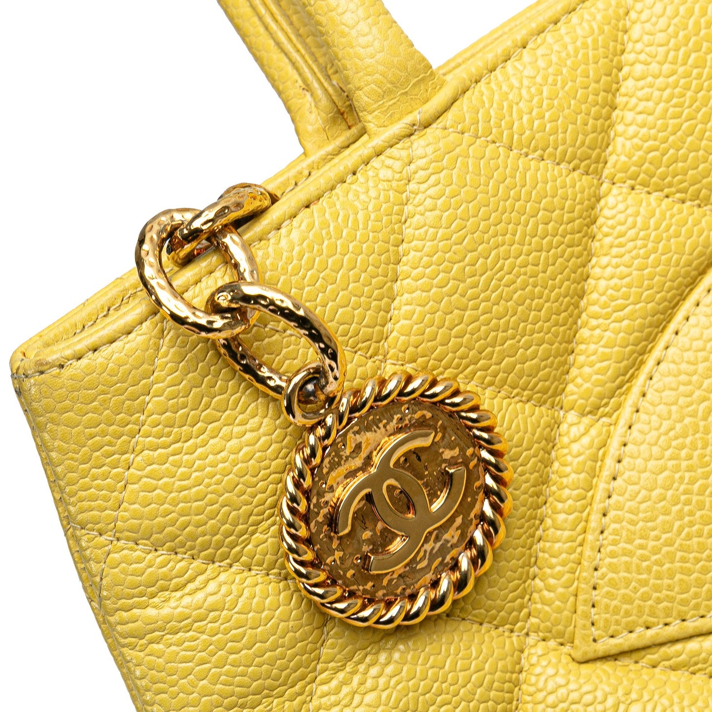 Yellow Chanel Caviar Medallion Tote
