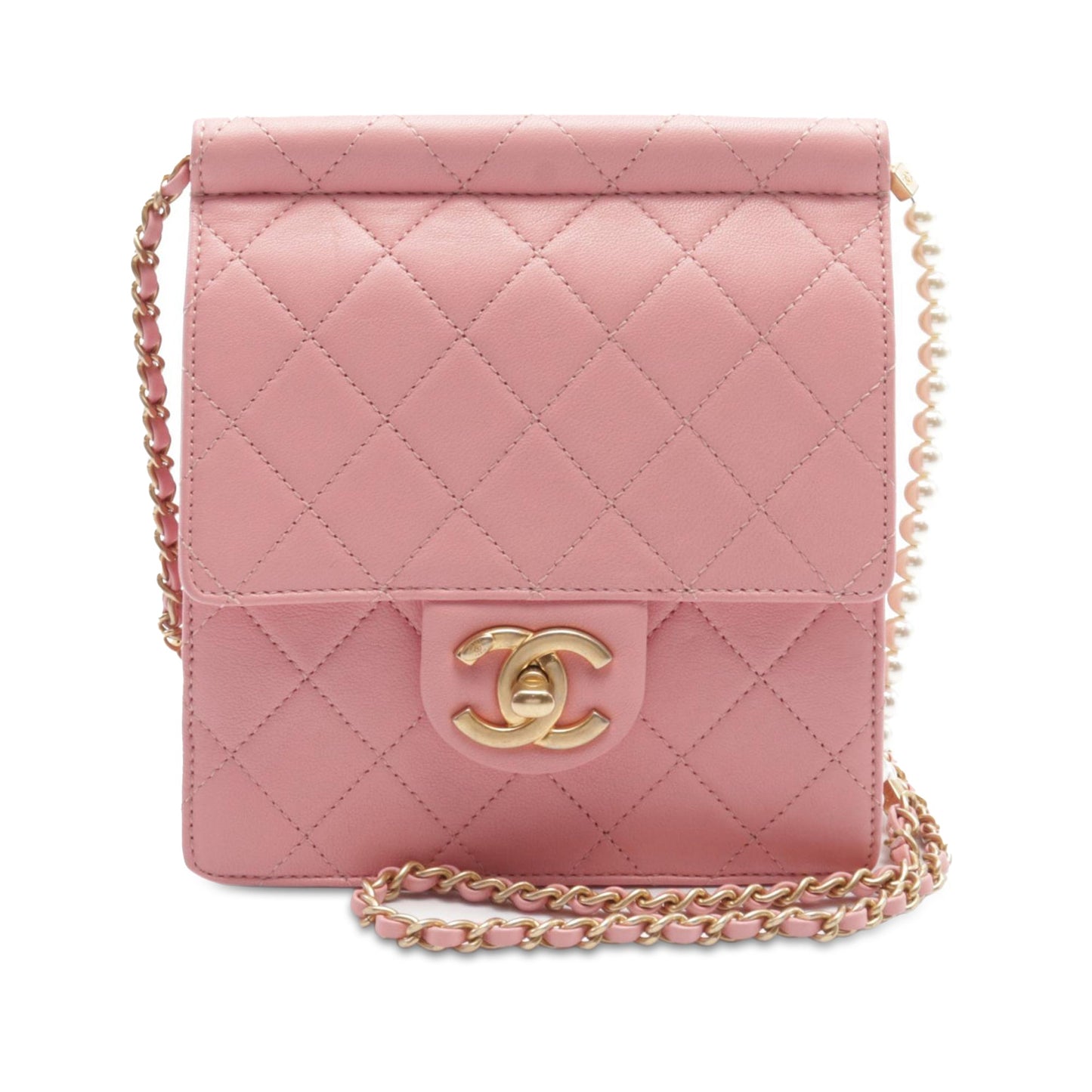 Pink Chanel Small Lambskin Chic Pearls Flap Crossbody Bag