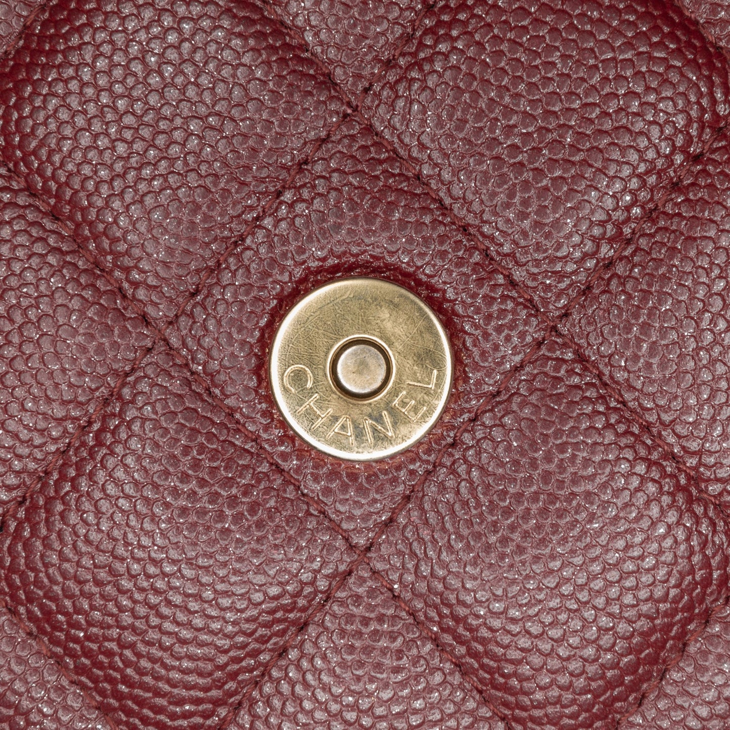 Red Chanel Quilted Caviar Square Wallet on Chain Crossbody Bag