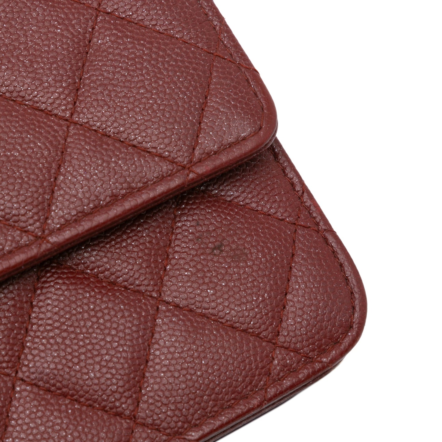 Red Chanel Quilted Caviar Square Wallet on Chain Crossbody Bag