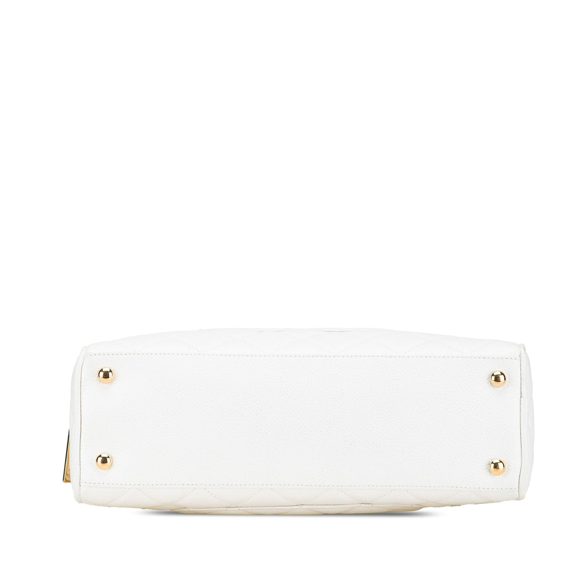 White Chanel CC Quilted Caviar Bowling Bag