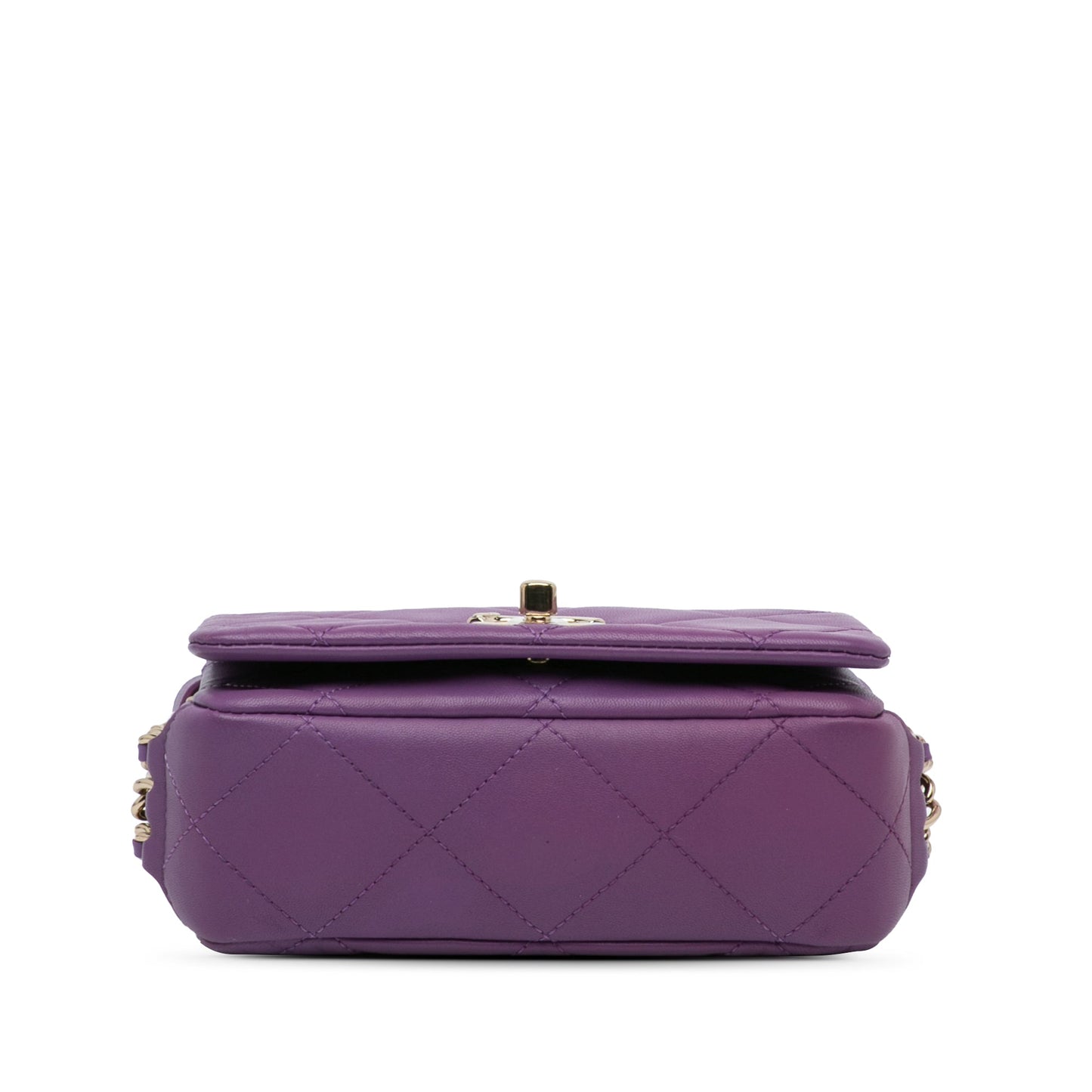 Purple Chanel Mini Lambskin Triple Chain Full Flap Shoulder Bag