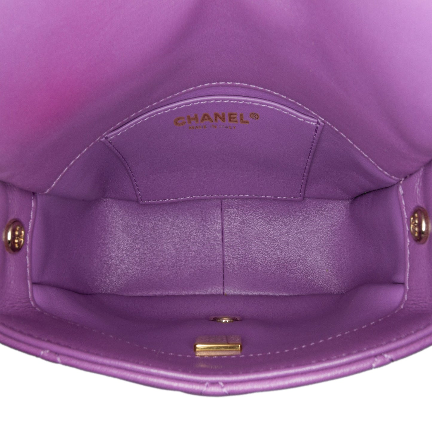 Purple Chanel Mini Lambskin Triple Chain Full Flap Shoulder Bag