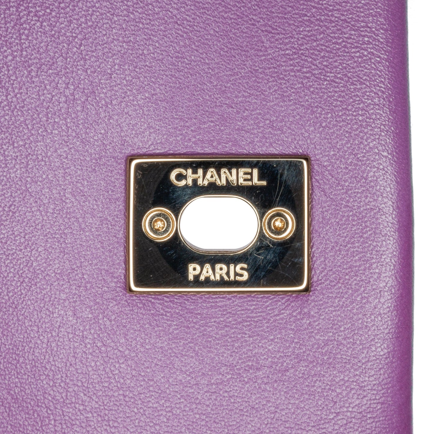 Purple Chanel Mini Lambskin Triple Chain Full Flap Shoulder Bag