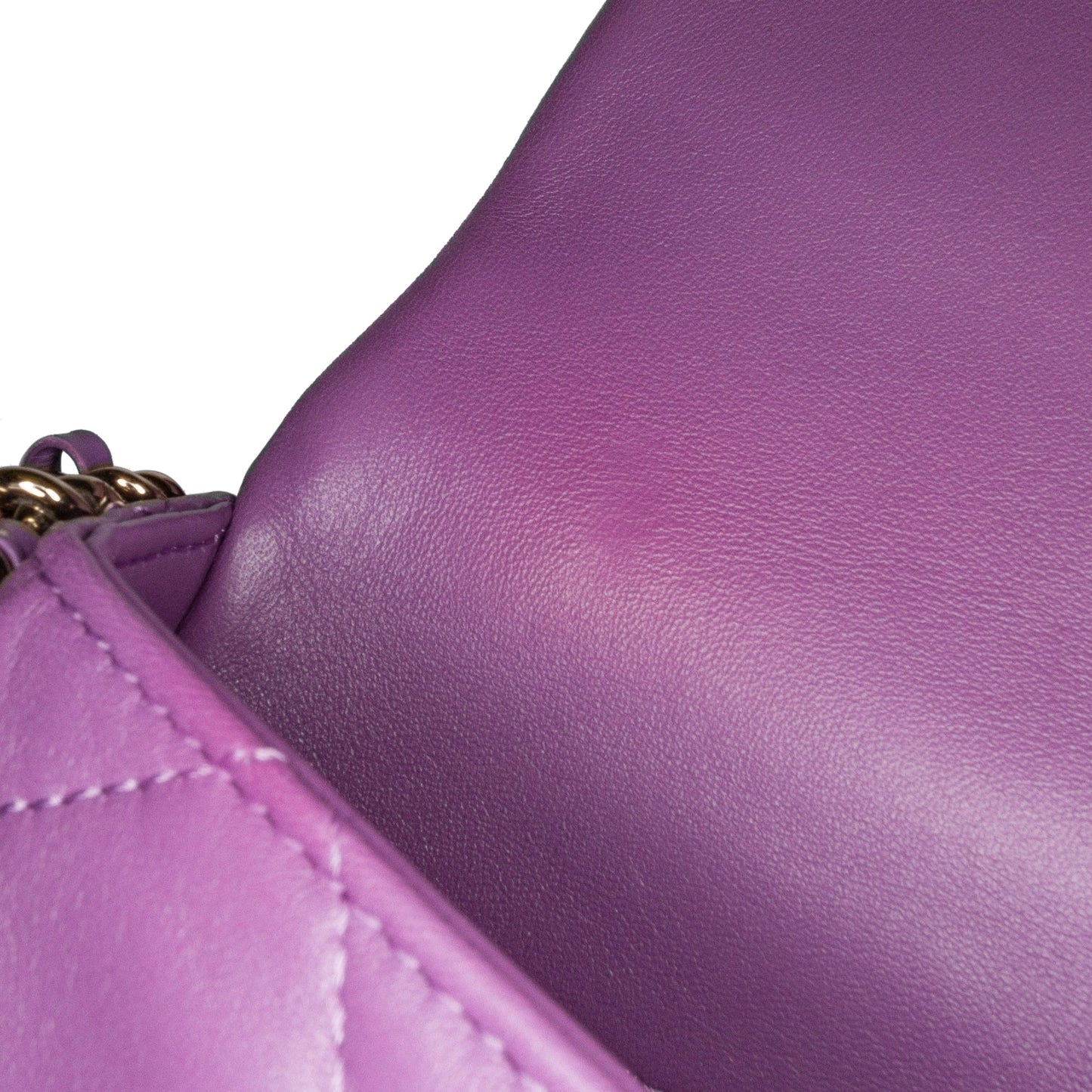 Purple Chanel Mini Lambskin Triple Chain Full Flap Shoulder Bag