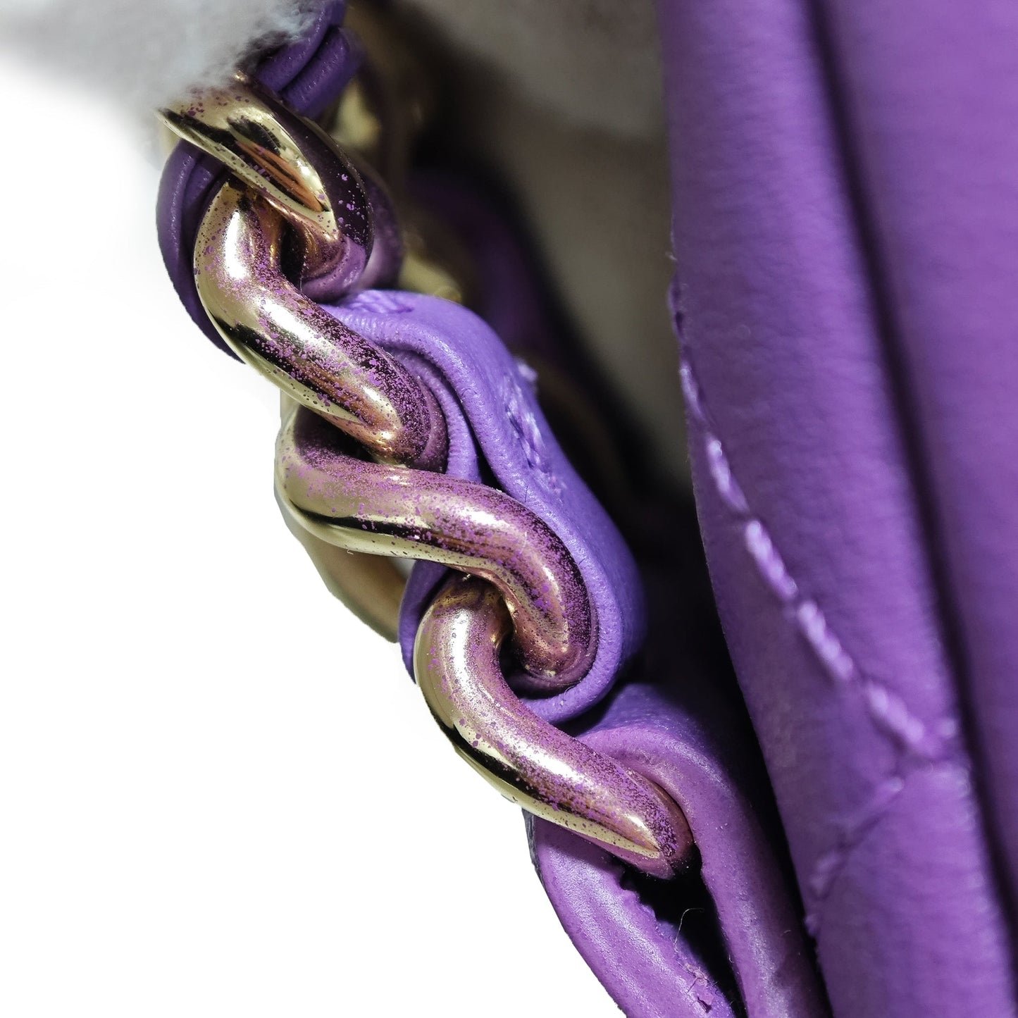 Purple Chanel Mini Lambskin Triple Chain Full Flap Shoulder Bag