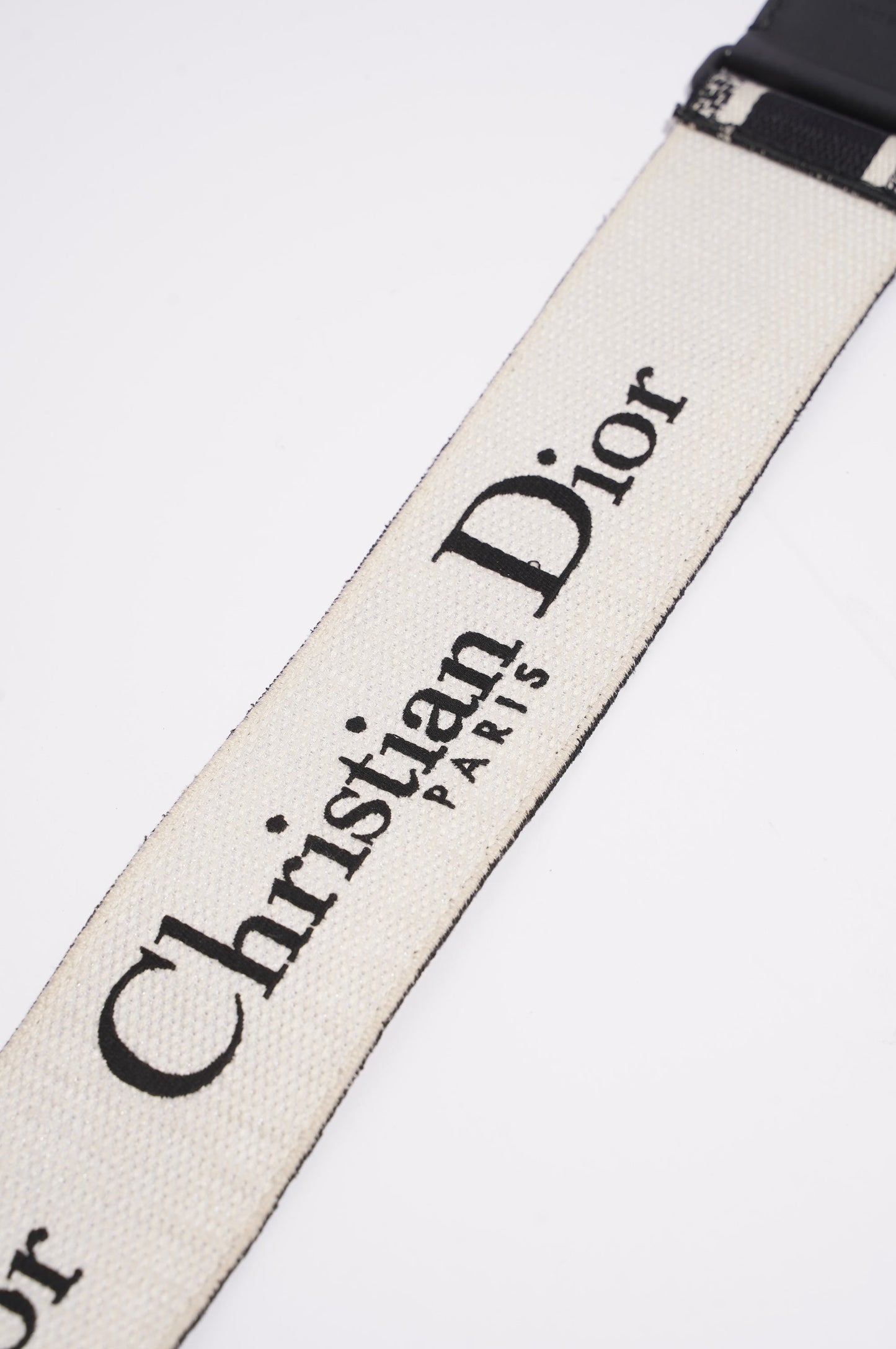 Christian Dior Adjustable Shoulder Strap With Ring Black / White Canvas