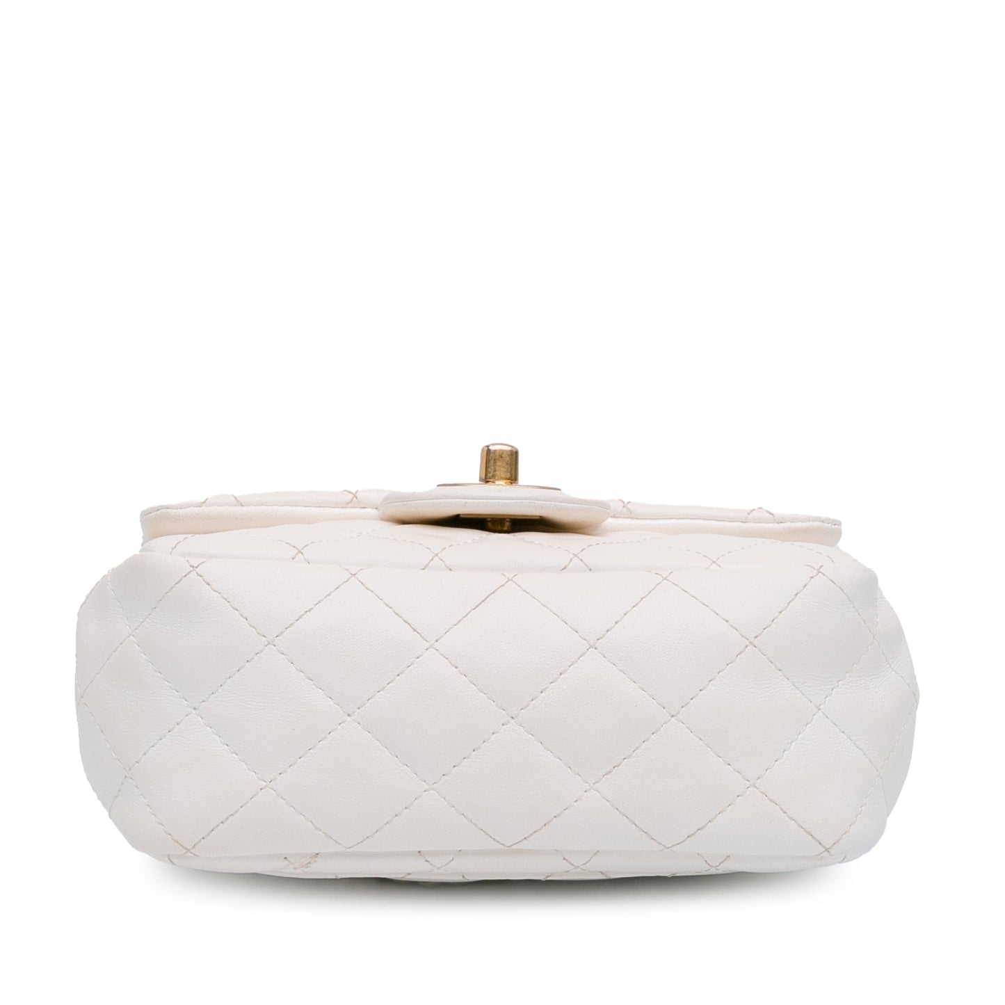 White Chanel Mini Square Lambskin Romance Single Flap Crossbody Bag
