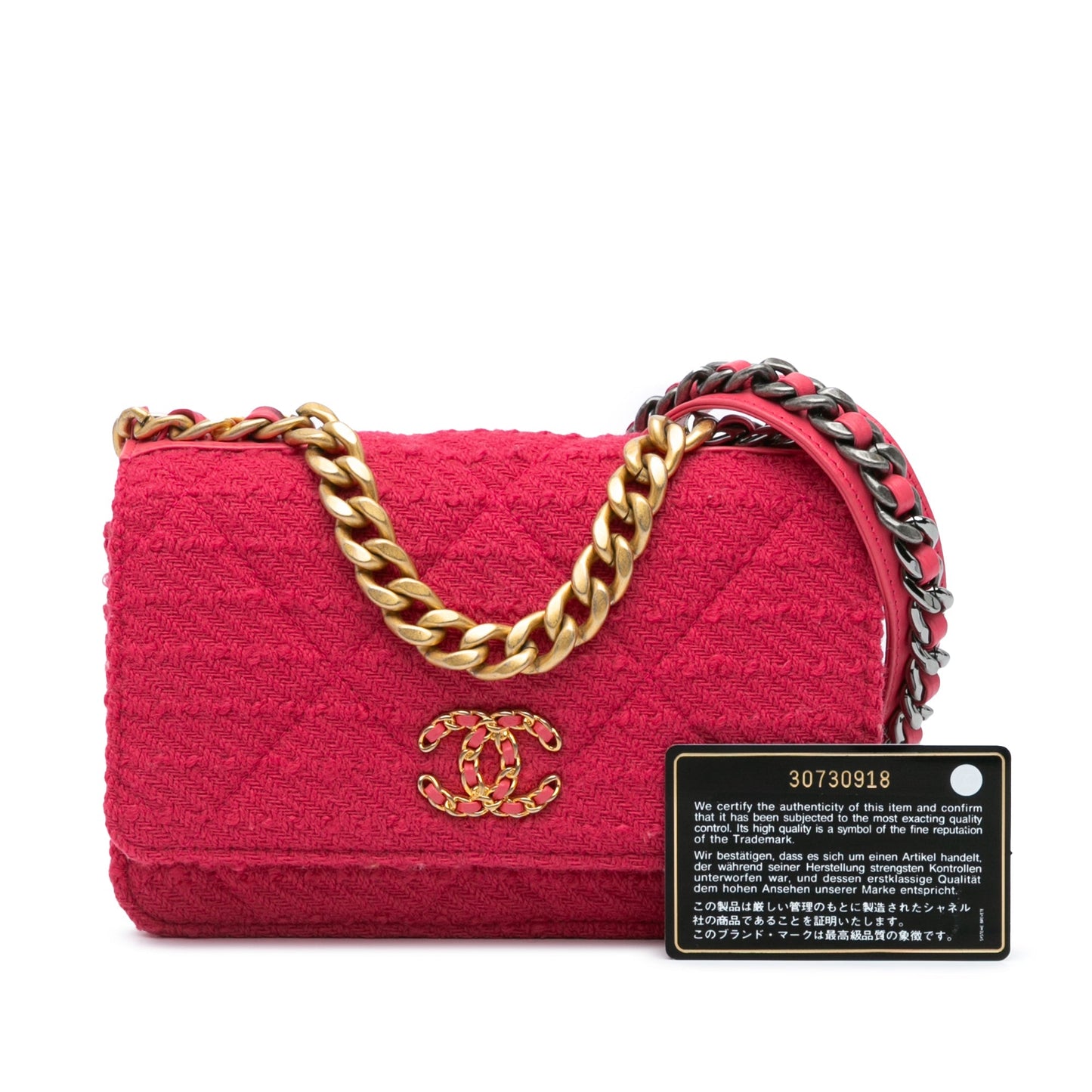 Pink Chanel Tweed 19 Wallet On Chain Satchel
