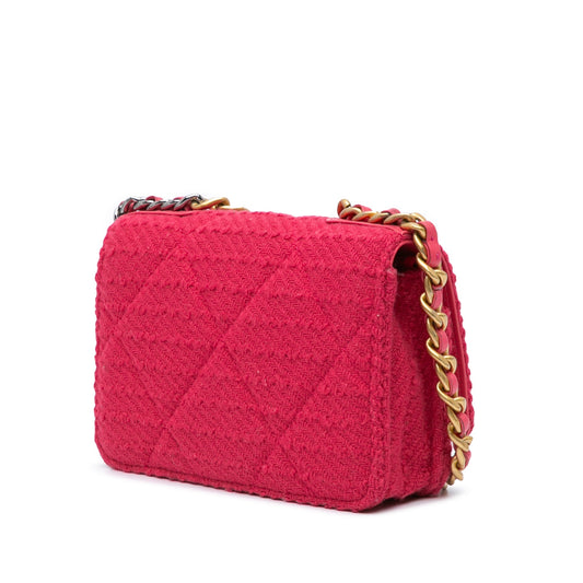 Pink Chanel Tweed 19 Wallet On Chain Satchel