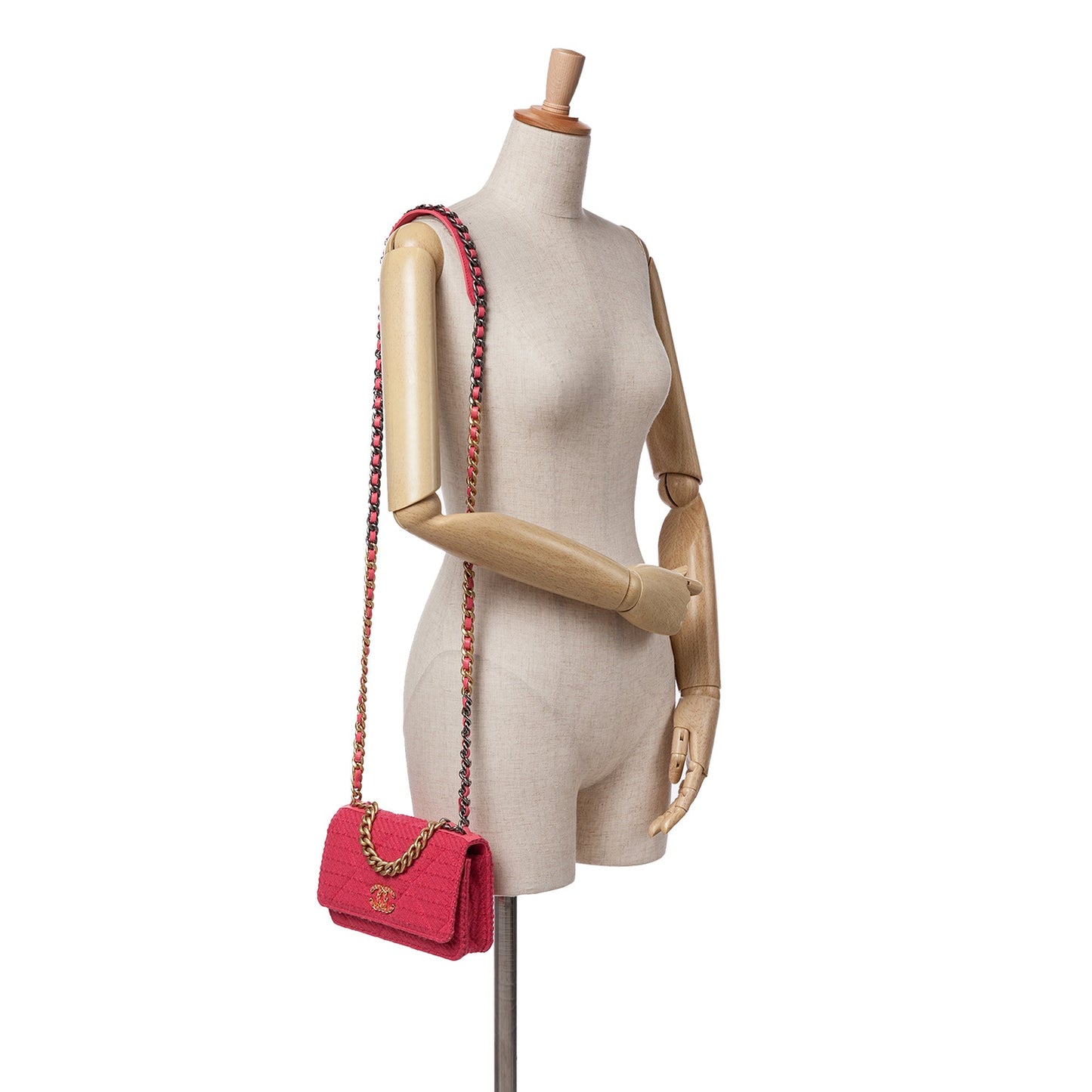 Pink Chanel Tweed 19 Wallet On Chain Satchel