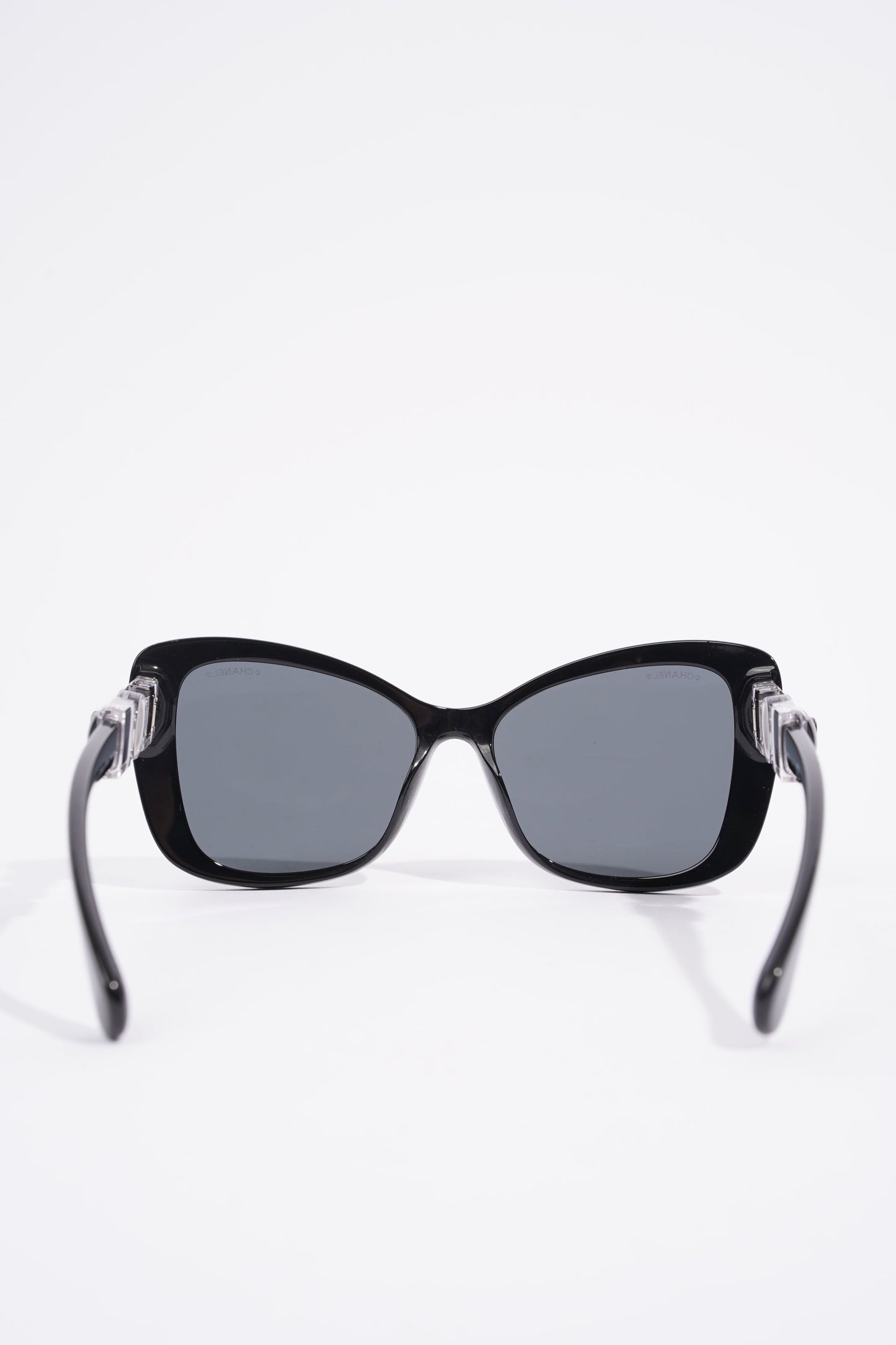 Chanel Glass Pearl Sunglasses Black Acetate 55m 16mm