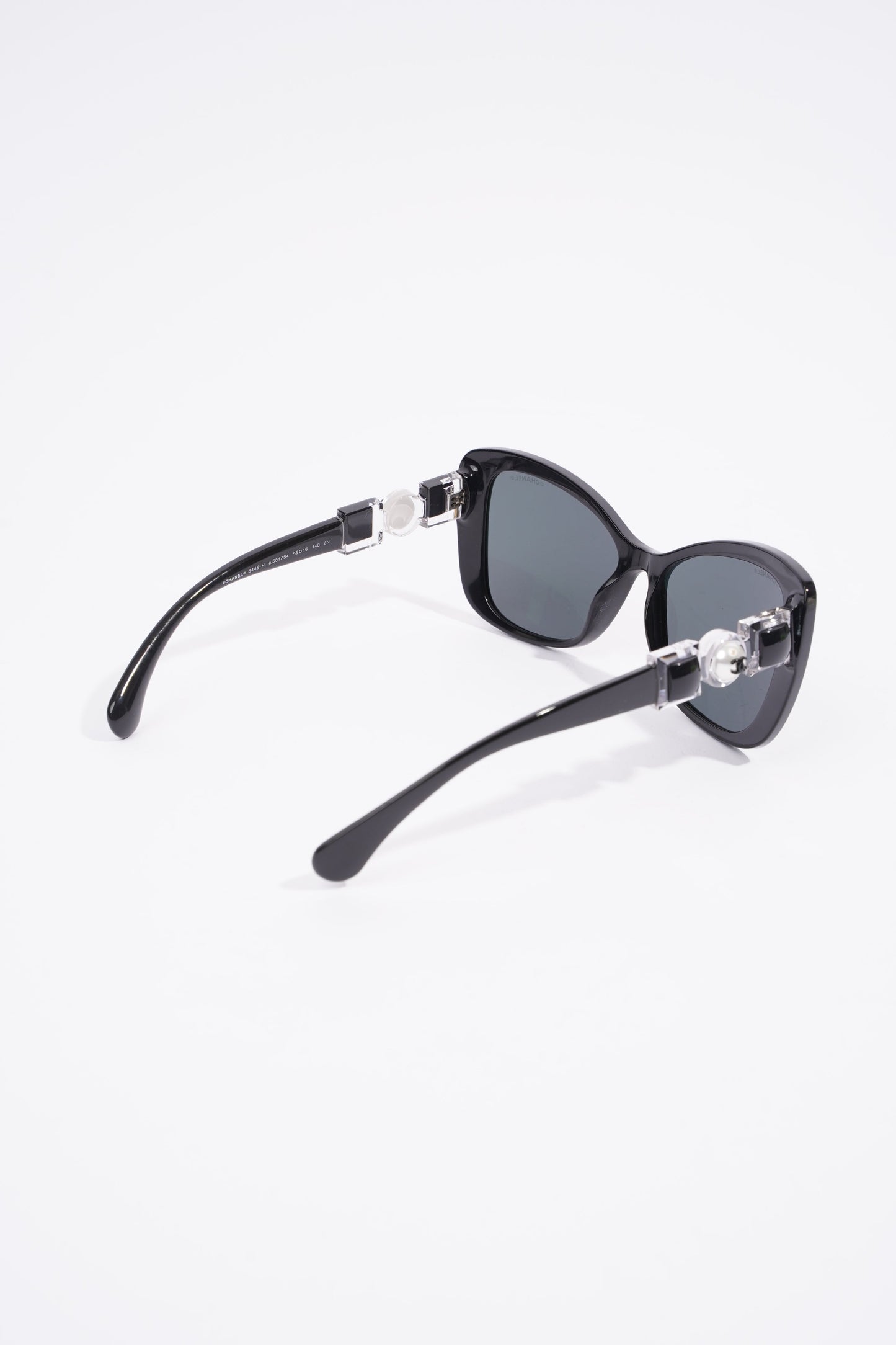 Chanel Glass Pearl Sunglasses Black Acetate 55m 16mm