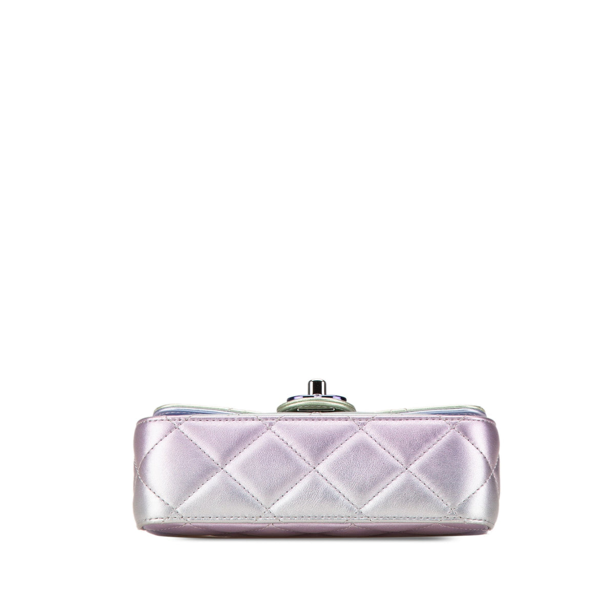 Silver Chanel Quilted Gradient Metallic Calfskin Clutch Handbag
