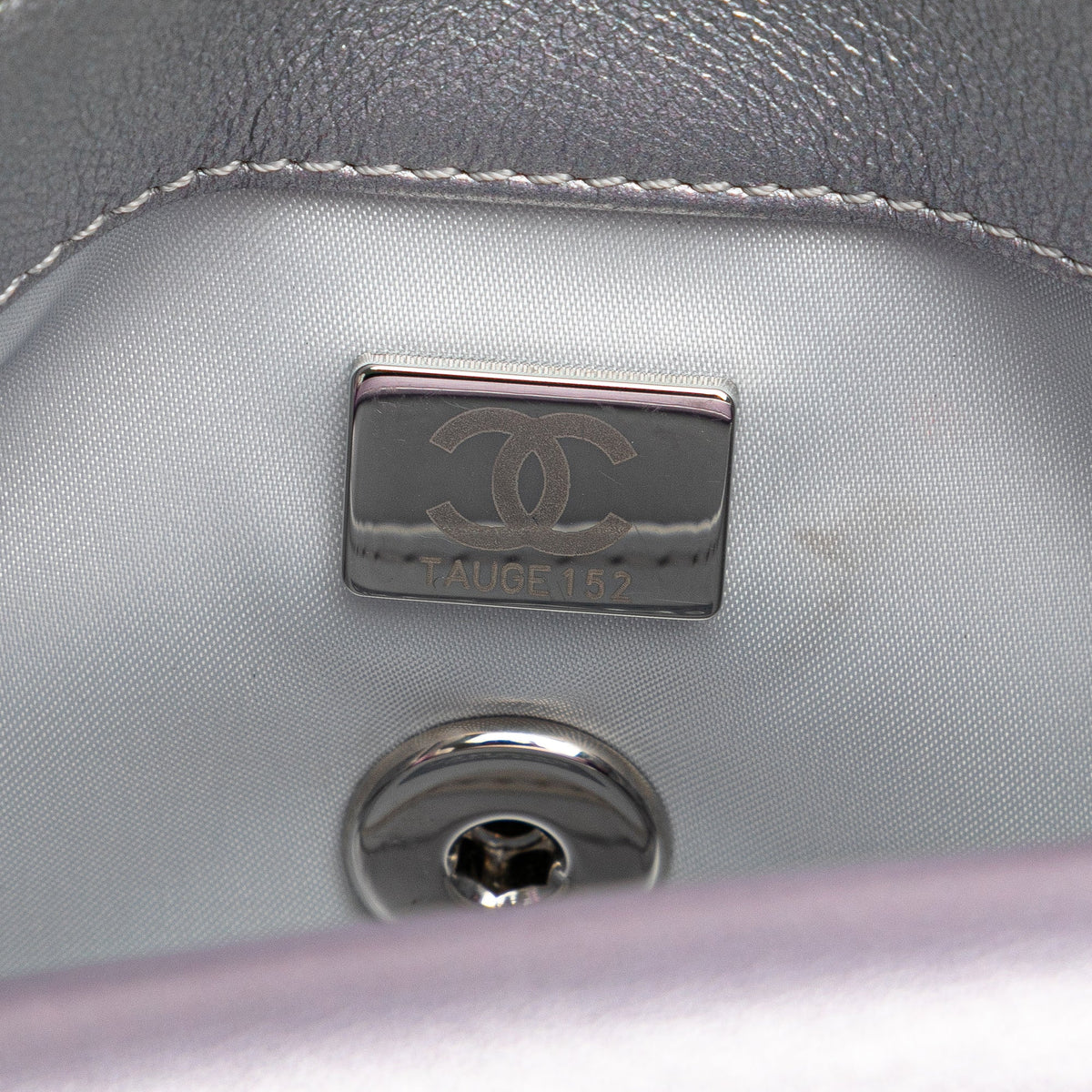 Silver Chanel Quilted Gradient Metallic Calfskin Clutch Handbag