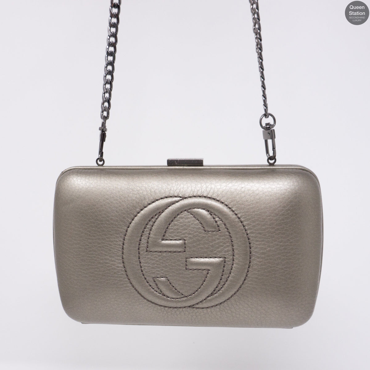 Broadway Minaudiere Leather Hard Clutch