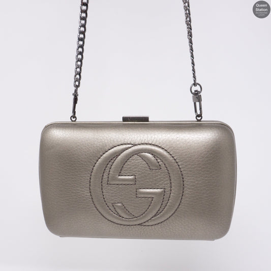 Broadway Minaudiere Leather Hard Clutch