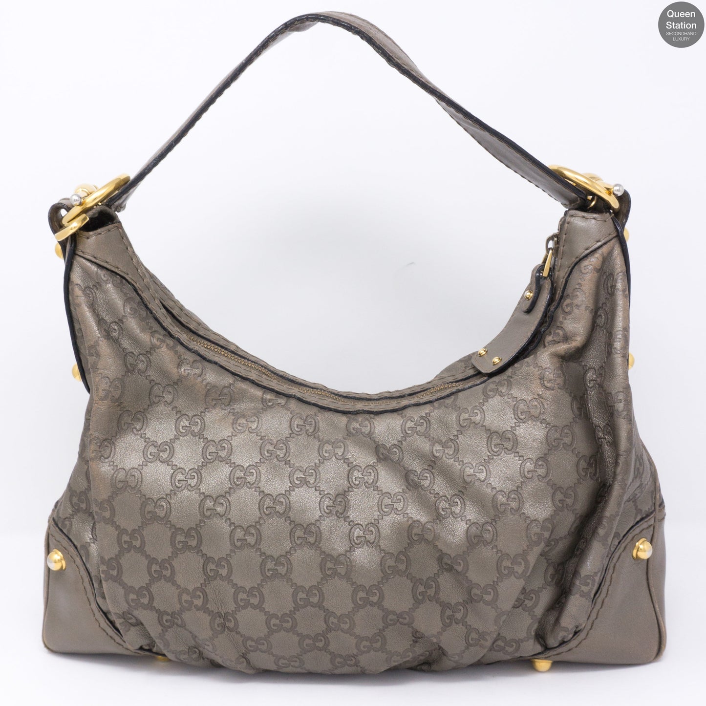 Metallic Guccissima Medium Jockey Hobo