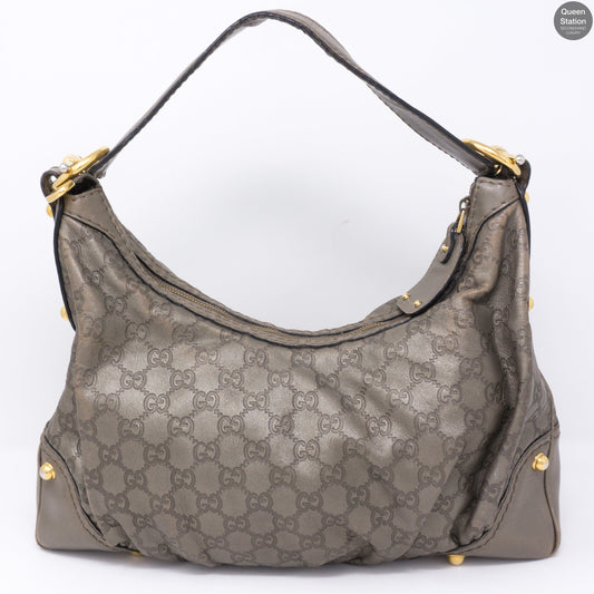 Metallic Guccissima Medium Jockey Hobo