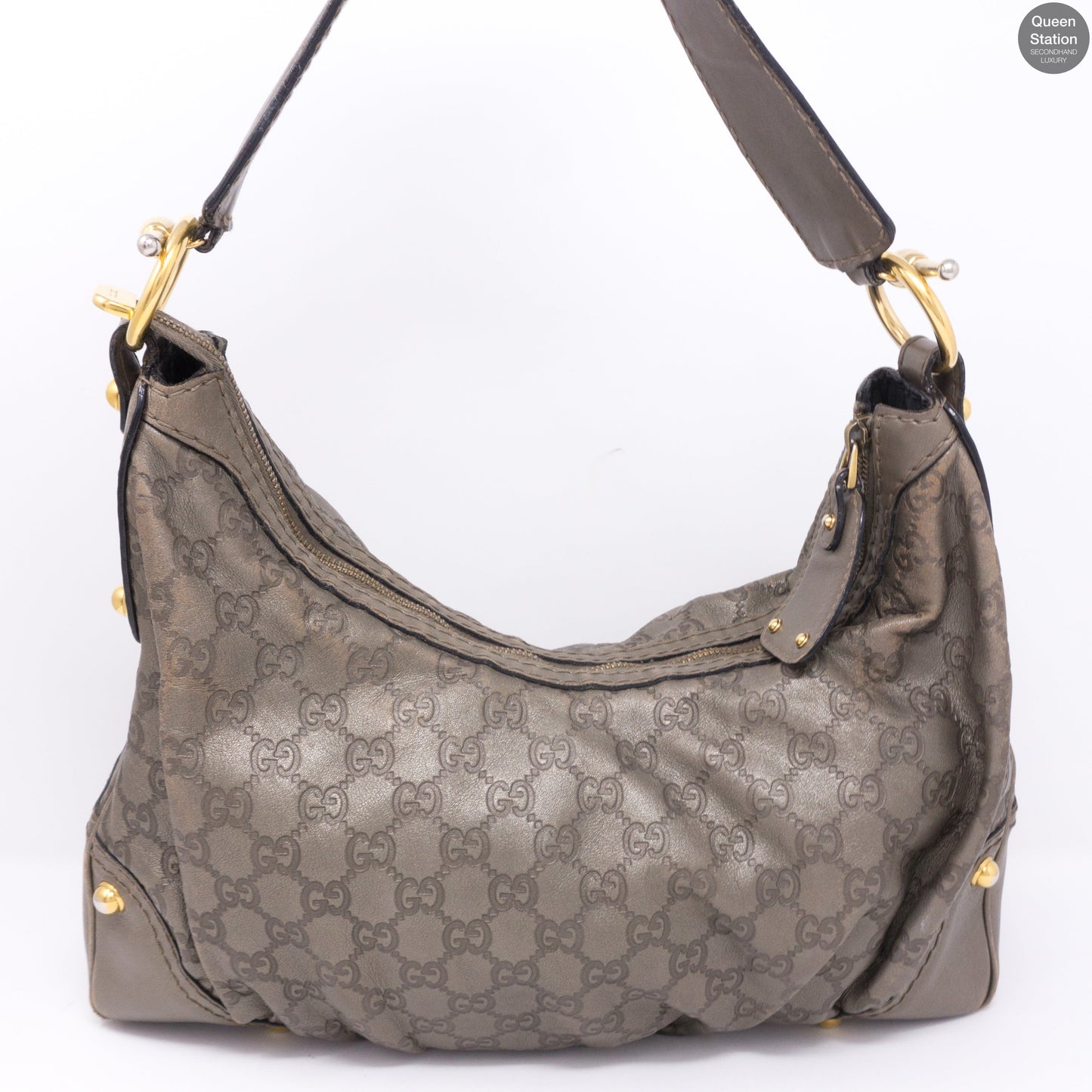 Metallic Guccissima Medium Jockey Hobo