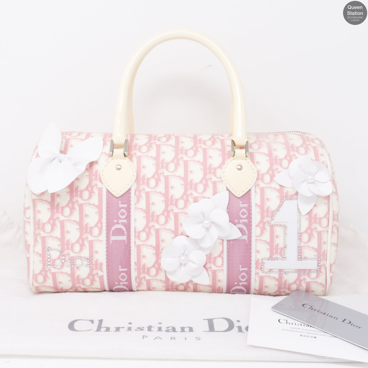 Pink Canvas Girly Flowers Boston Bag
