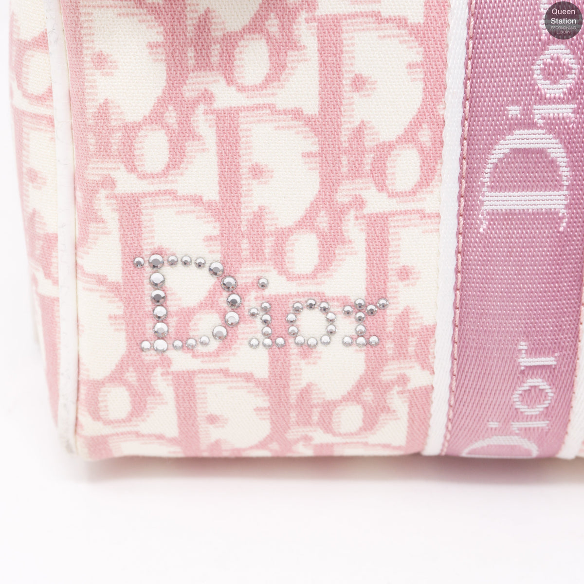 Pink Canvas Girly Flowers Boston Bag