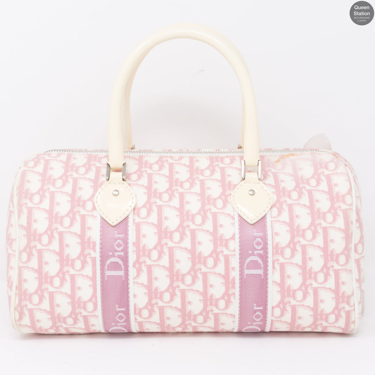 Pink Canvas Girly Flowers Boston Bag