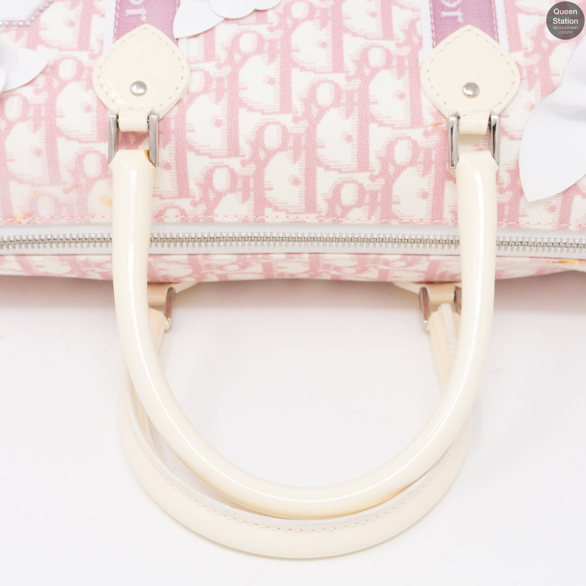 Pink Canvas Girly Flowers Boston Bag