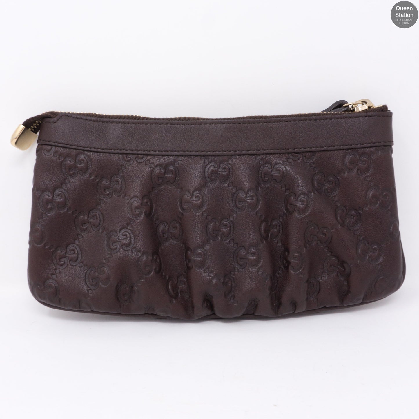 Guccissima GG Wristlet Pochette Brown Leather