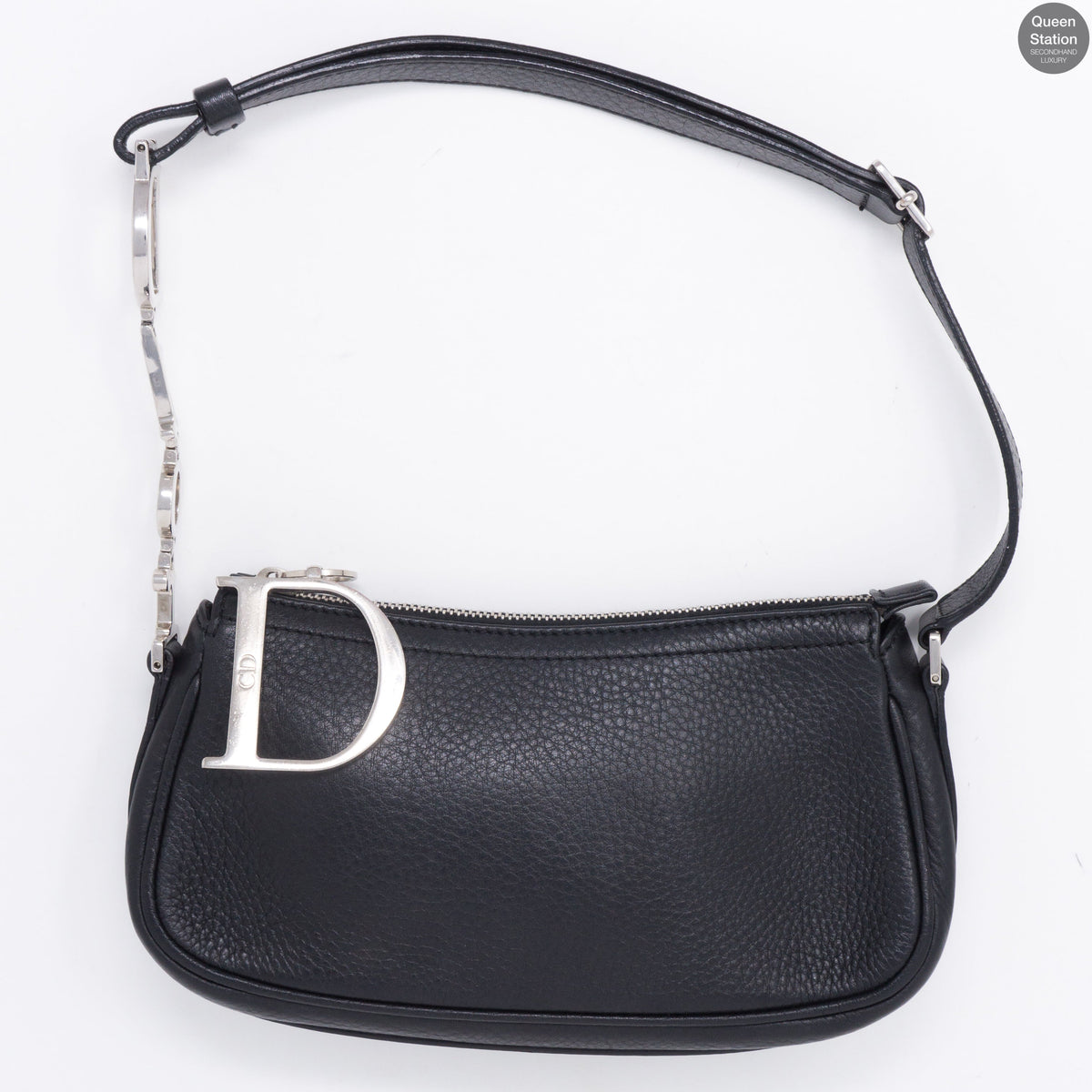 D Charms Black Leather Pochette