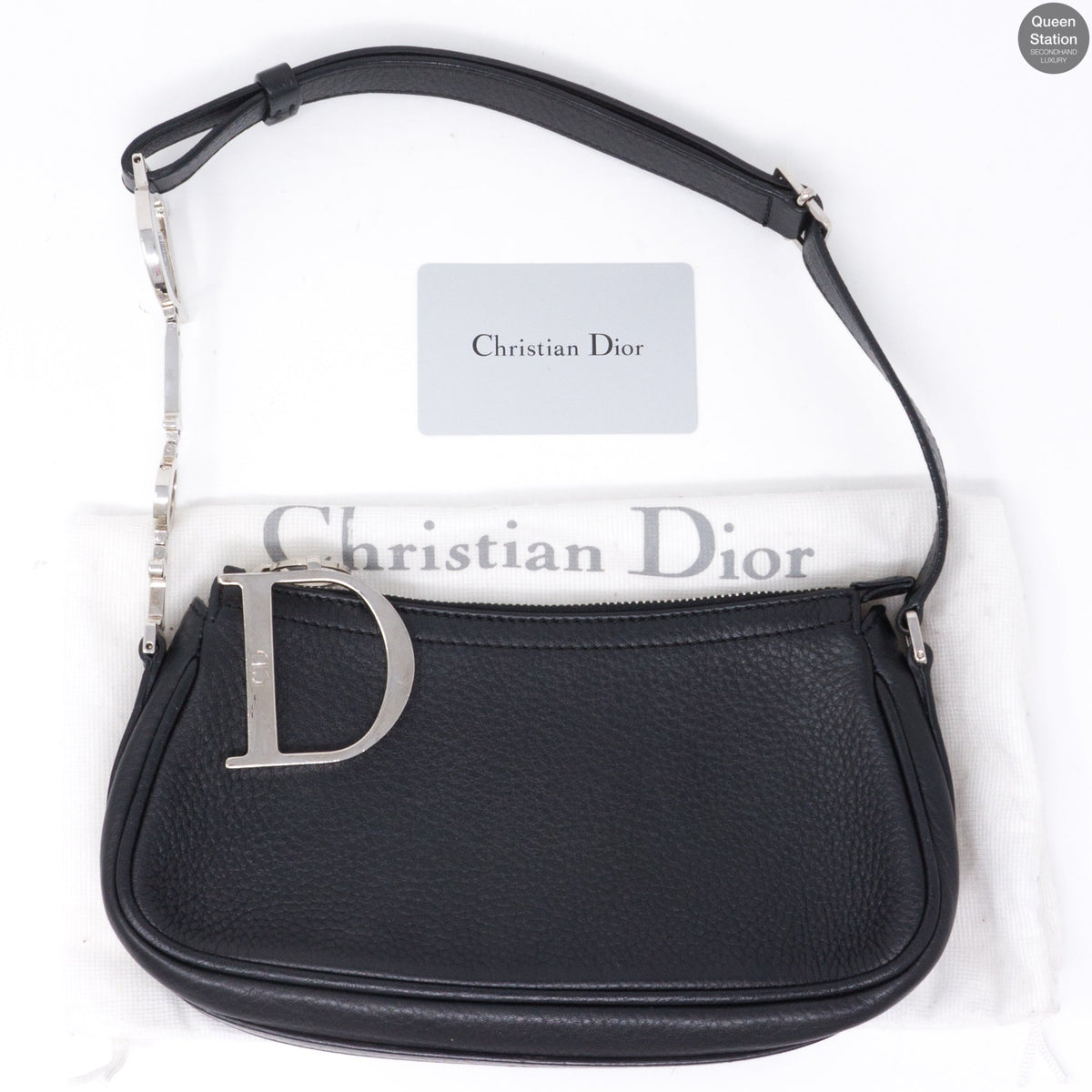 D Charms Black Leather Pochette