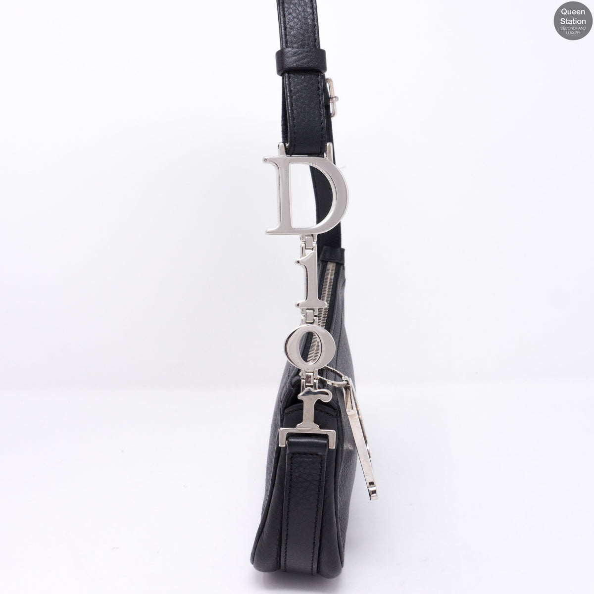 D Charms Black Leather Pochette