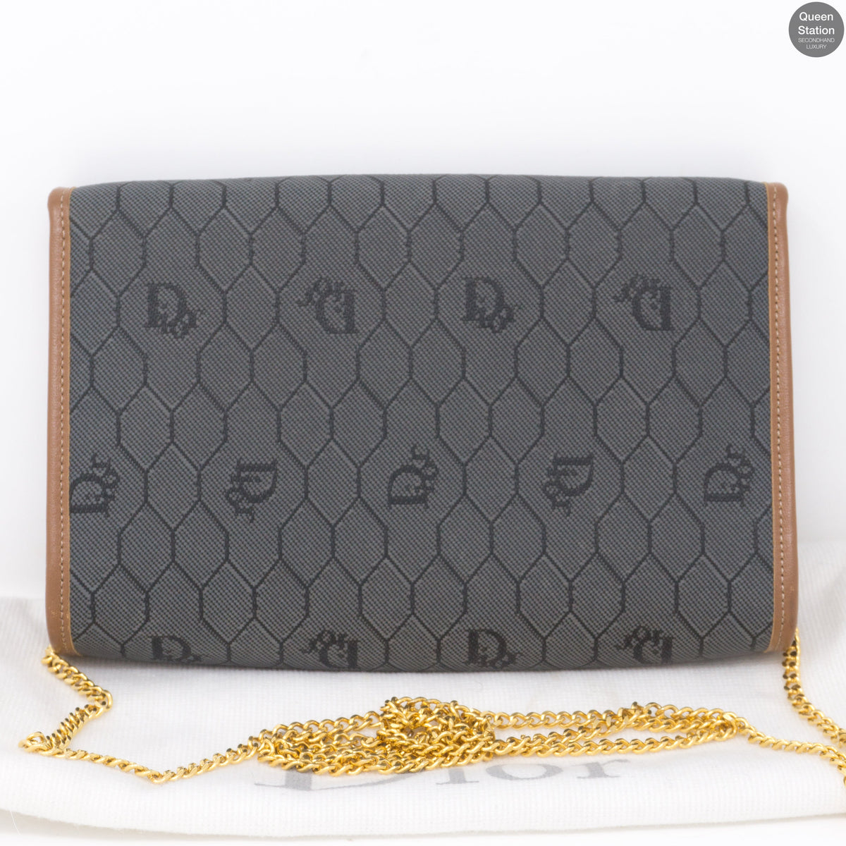 Gray Canvas Chain Clutch