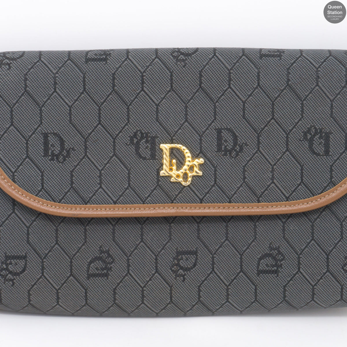 Gray Canvas Chain Clutch