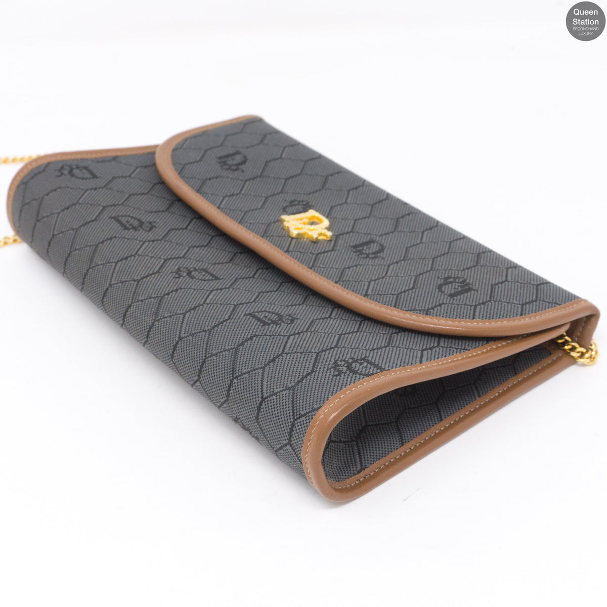 Gray Canvas Chain Clutch