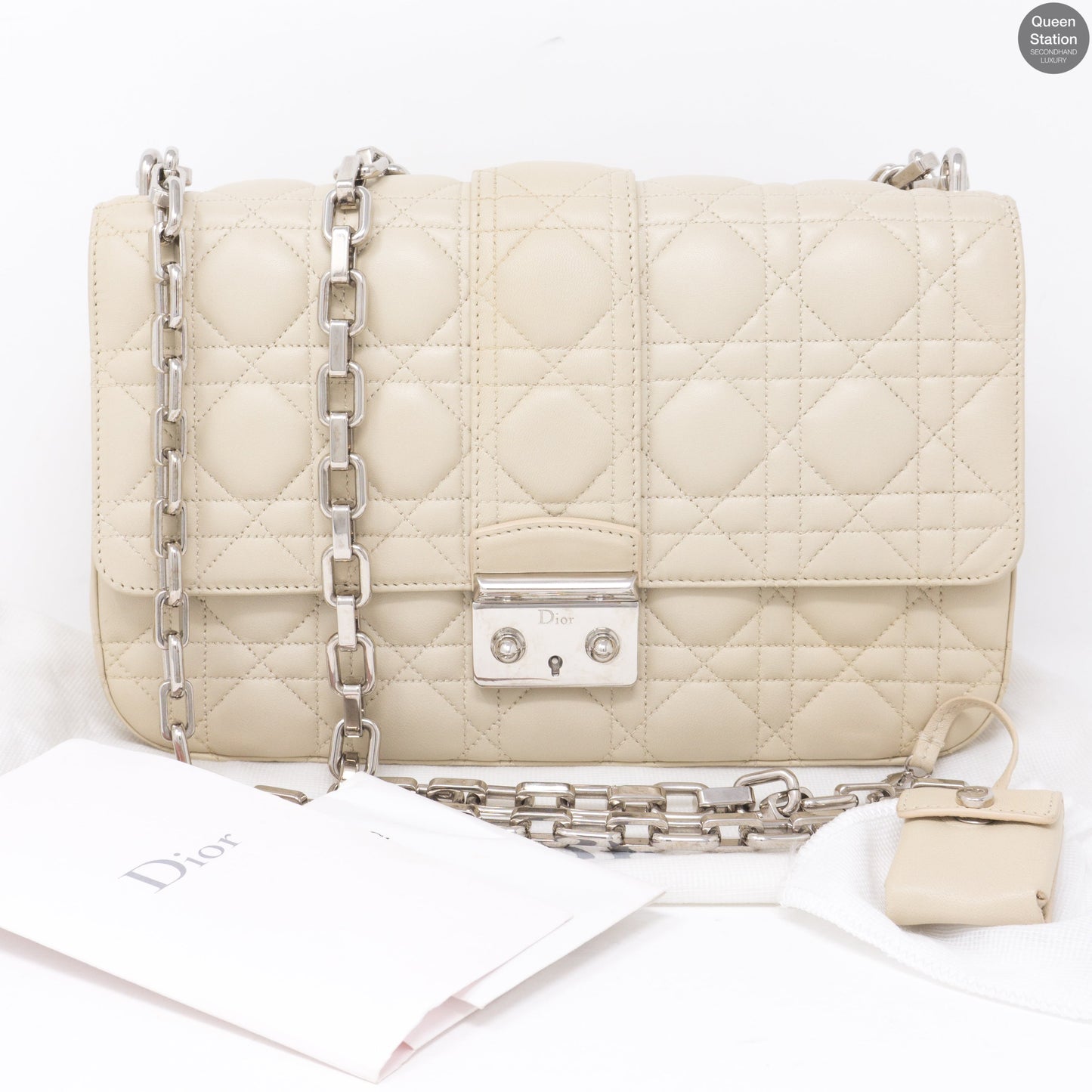 Miss Dior Medium Beige Leather Long Chain