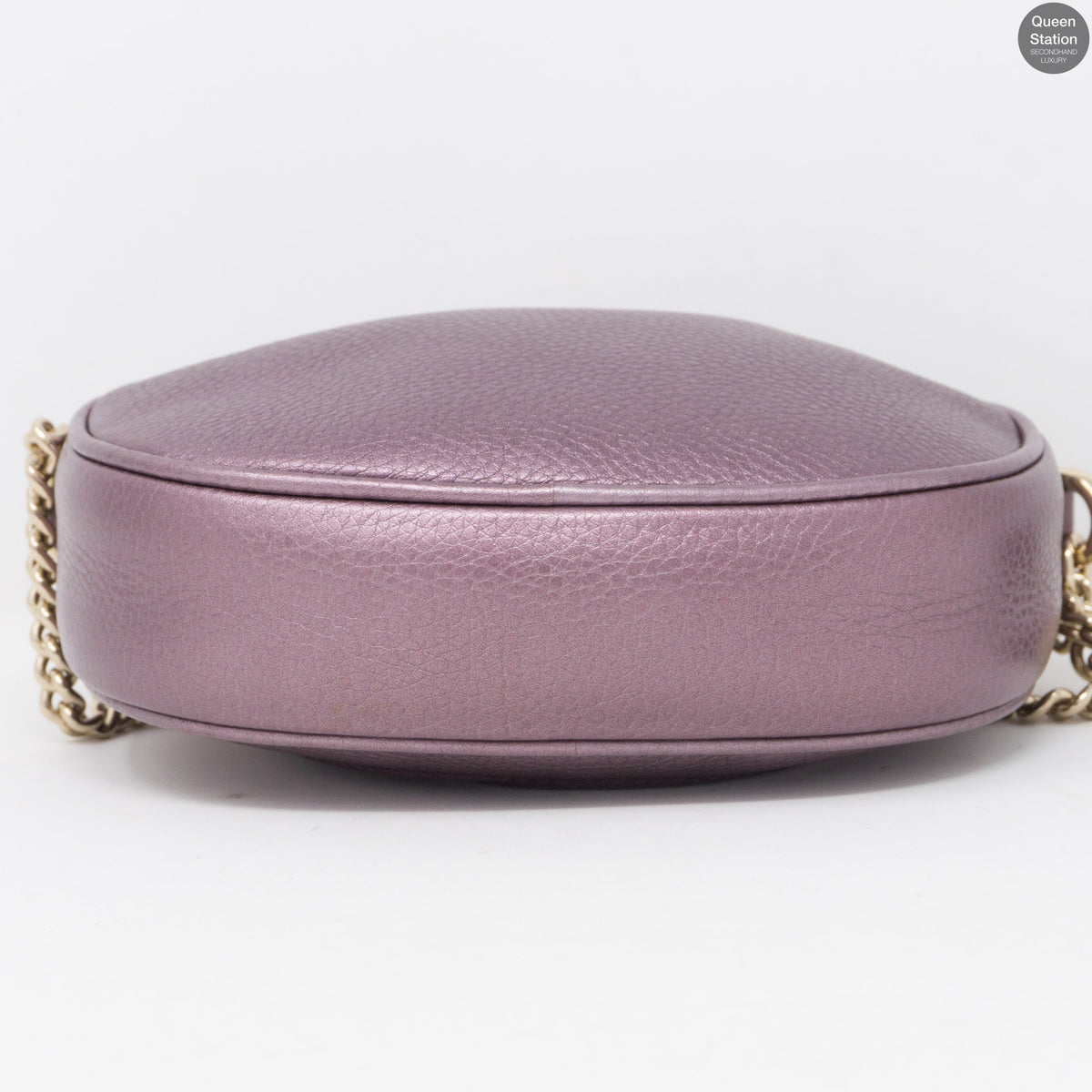 Soho Mini Chain Bag Metallic Purple Leather