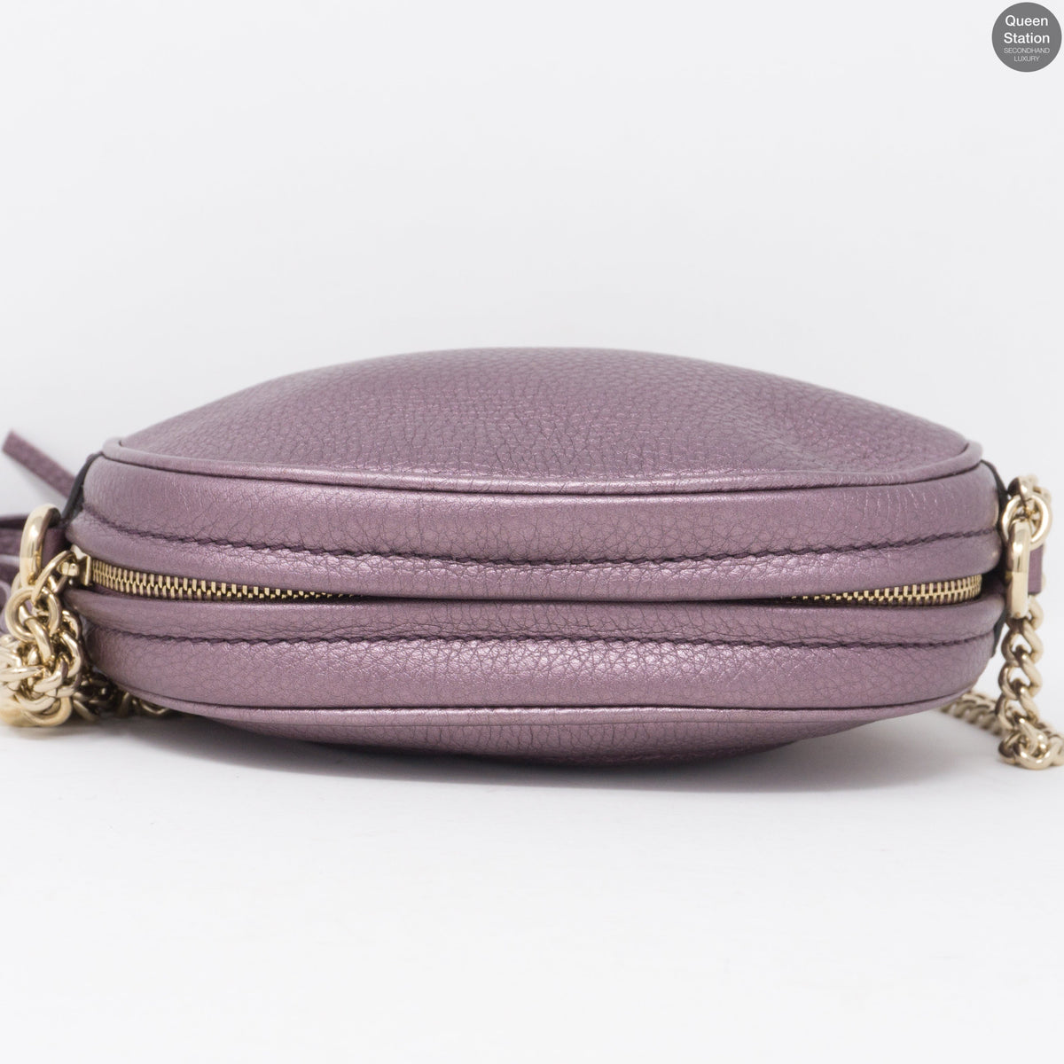 Soho Mini Chain Bag Metallic Purple Leather