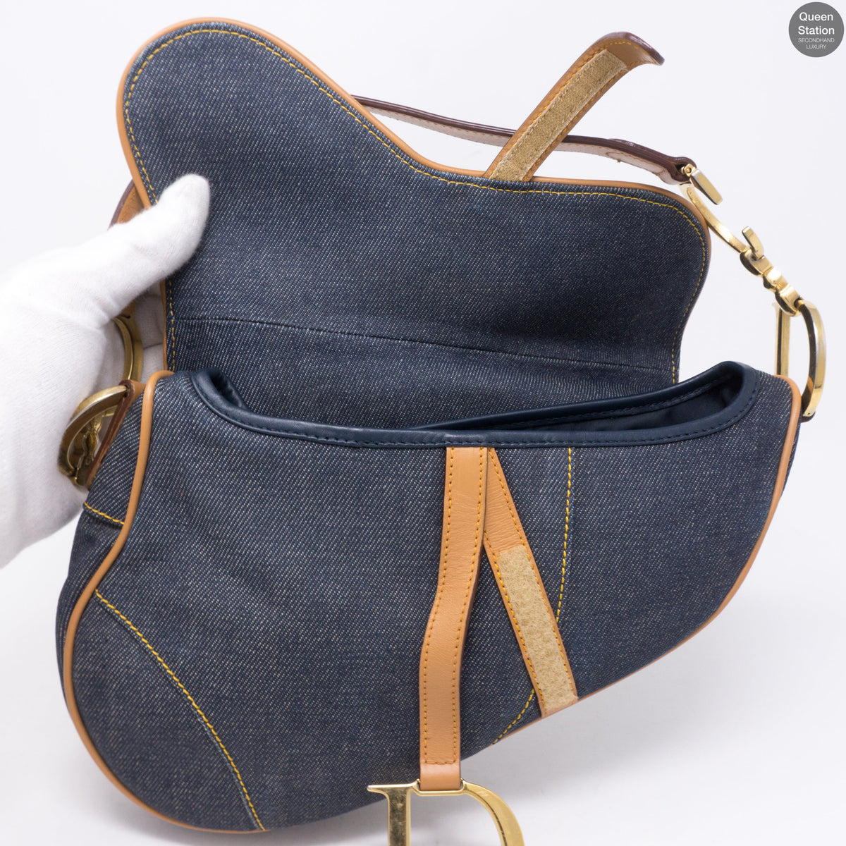 Saddle Bag Blue Denim & Leather