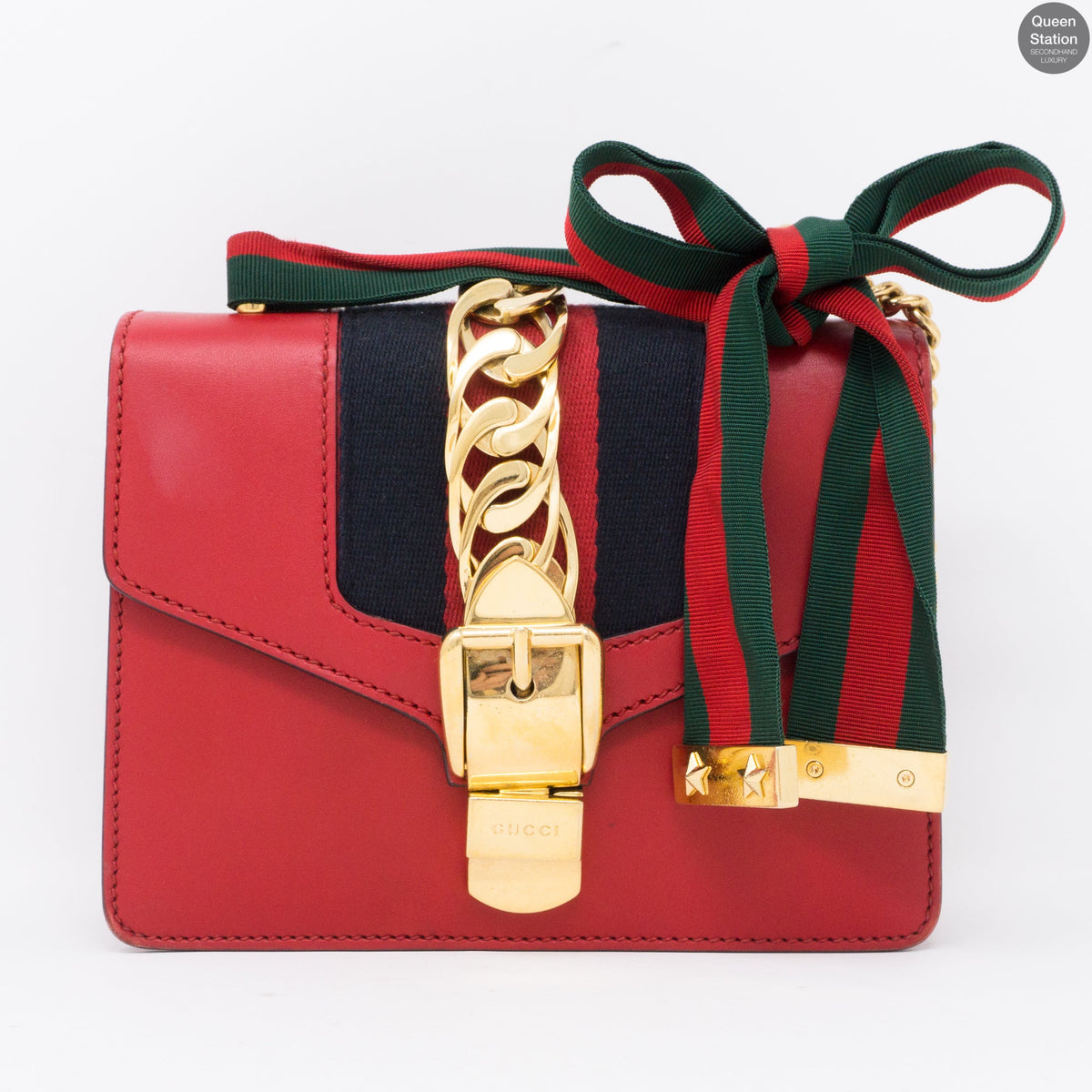 Sylvie Mini Red Leather Chain Bag