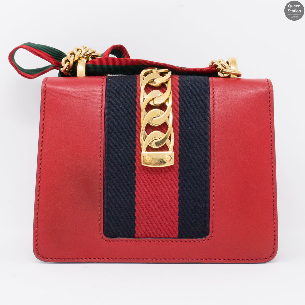 Sylvie Mini Red Leather Chain Bag