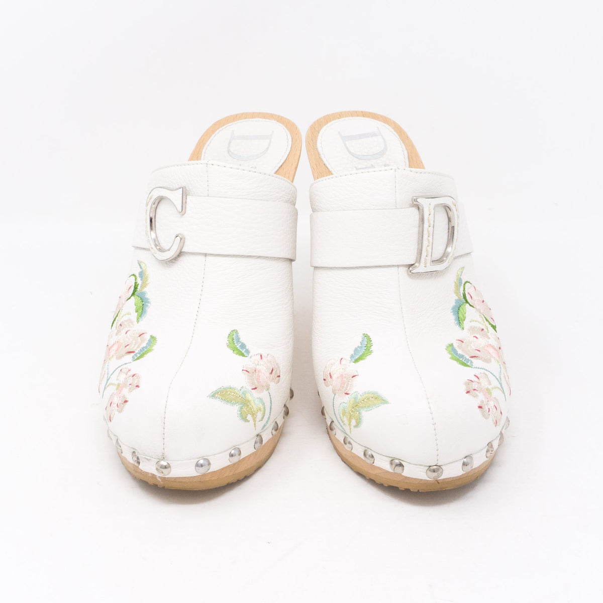 White Embroidery High Heels