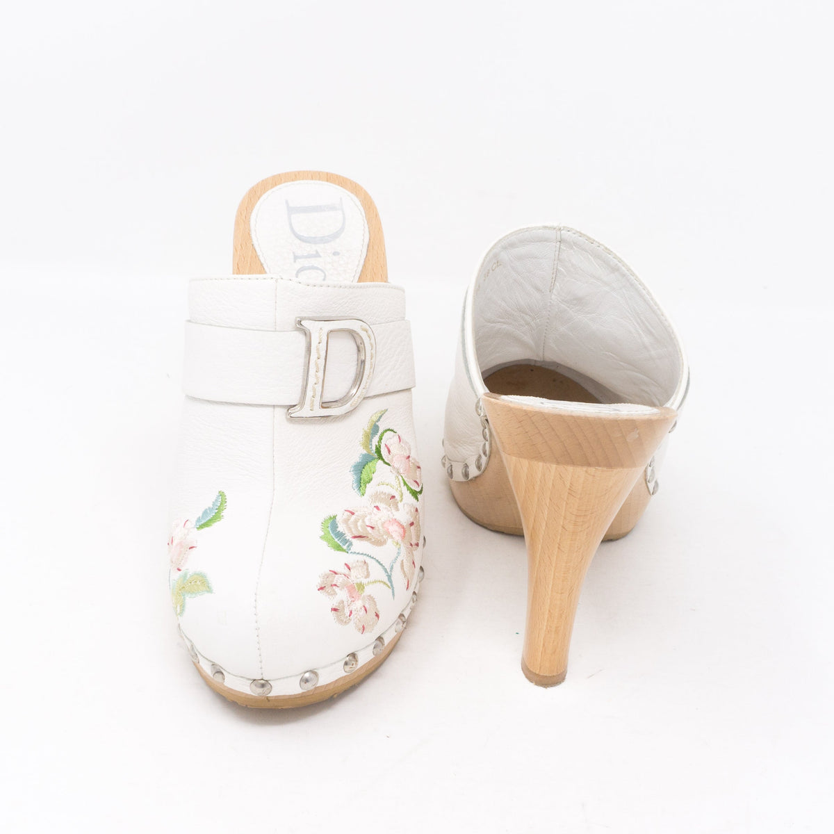 White Embroidery High Heels