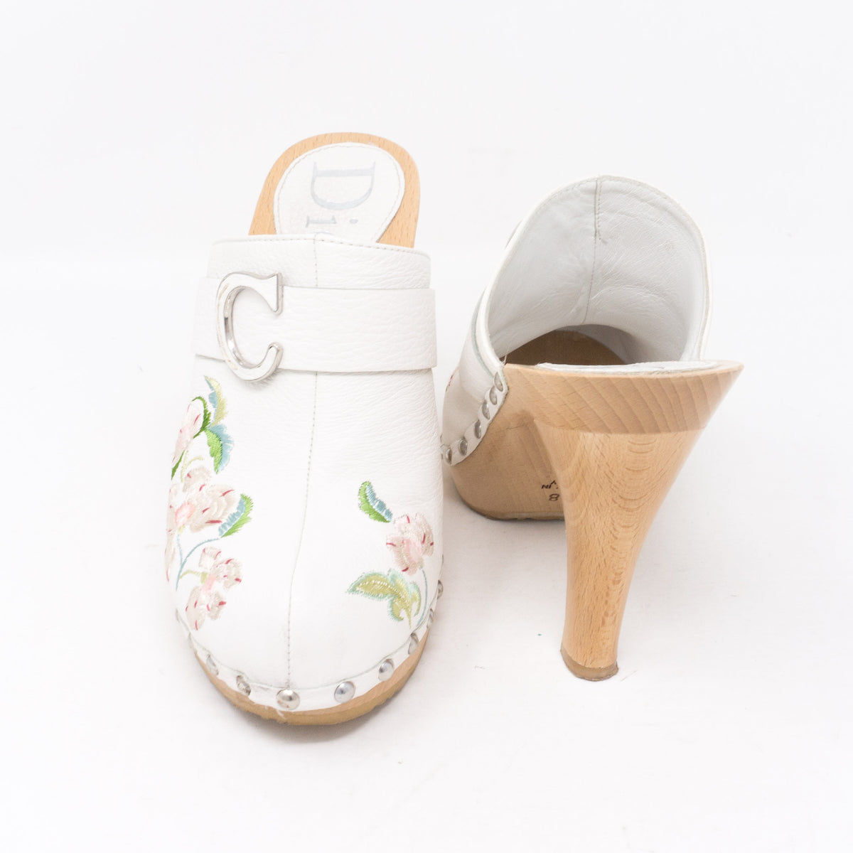 White Embroidery High Heels