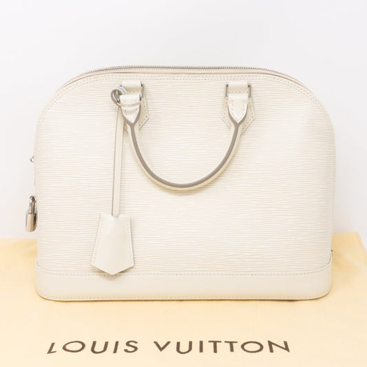 Alma PM White Epi Leather