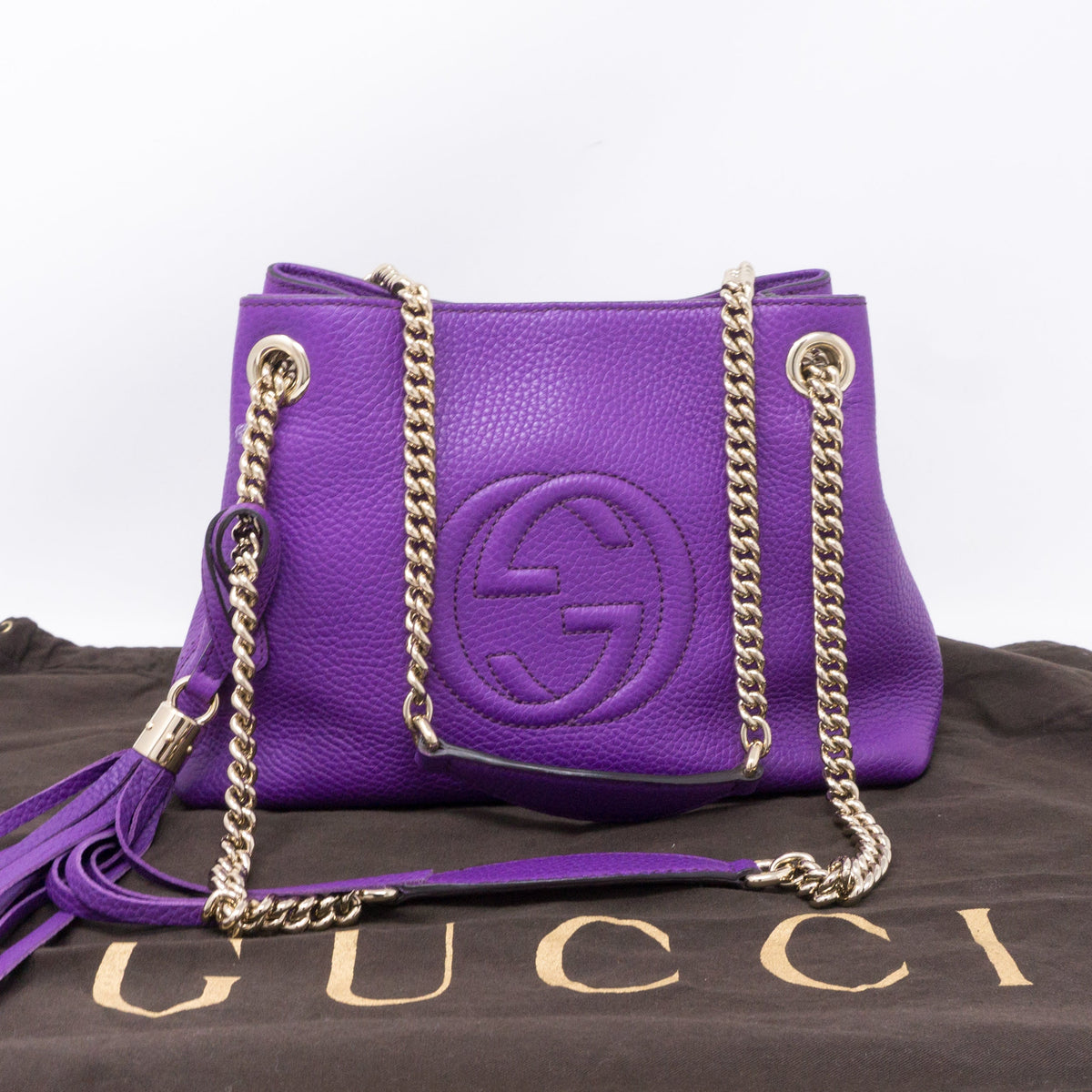 Soho Tassel Chain Small Purple Leather Bag