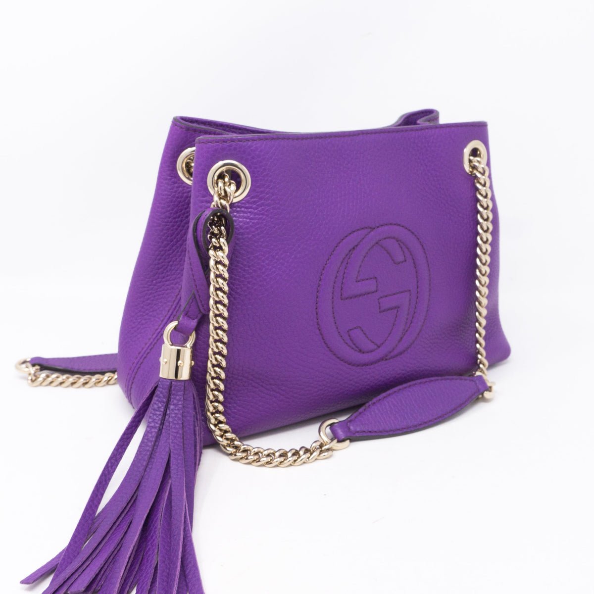 Soho Tassel Chain Small Purple Leather Bag