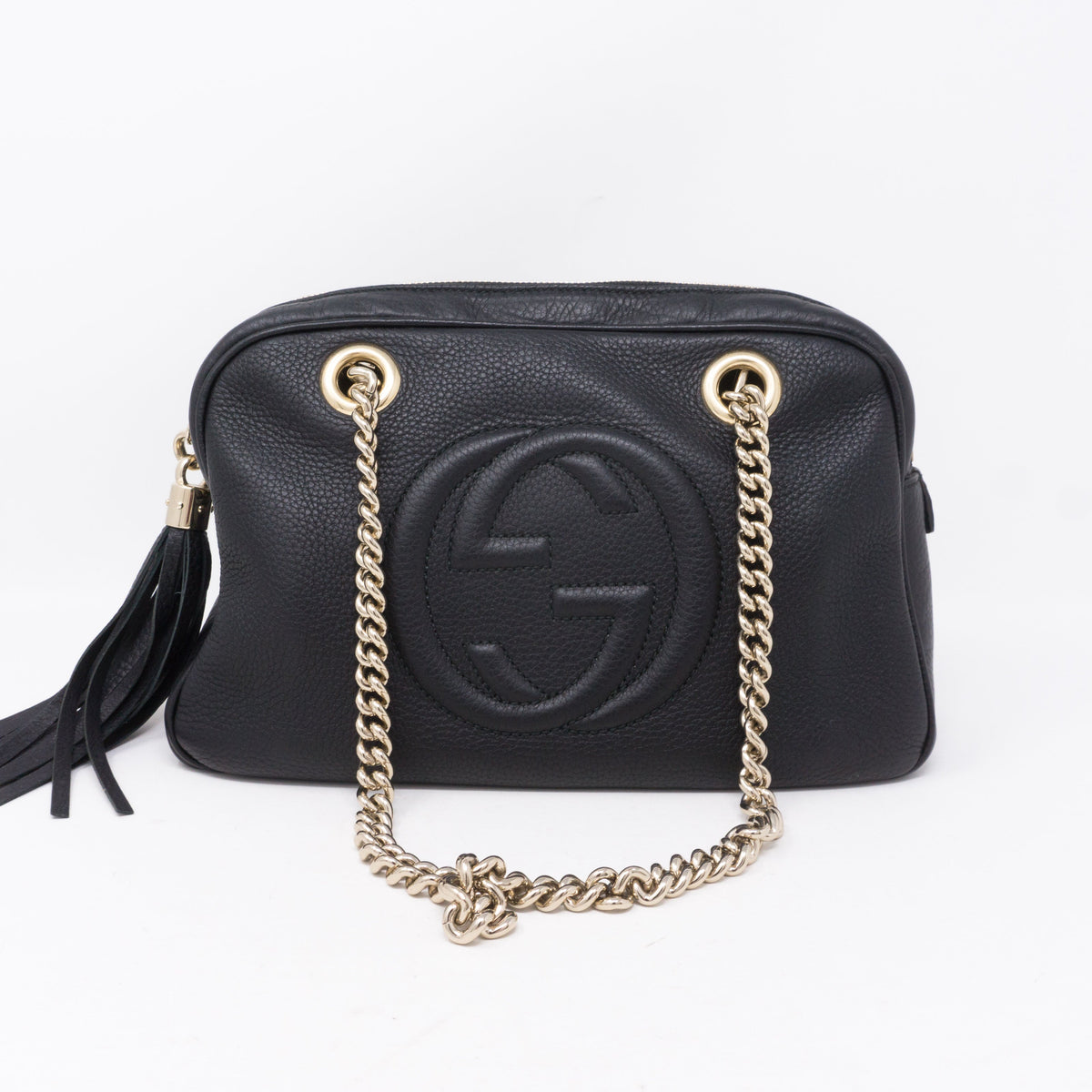 Soho Double Chain Black Leather